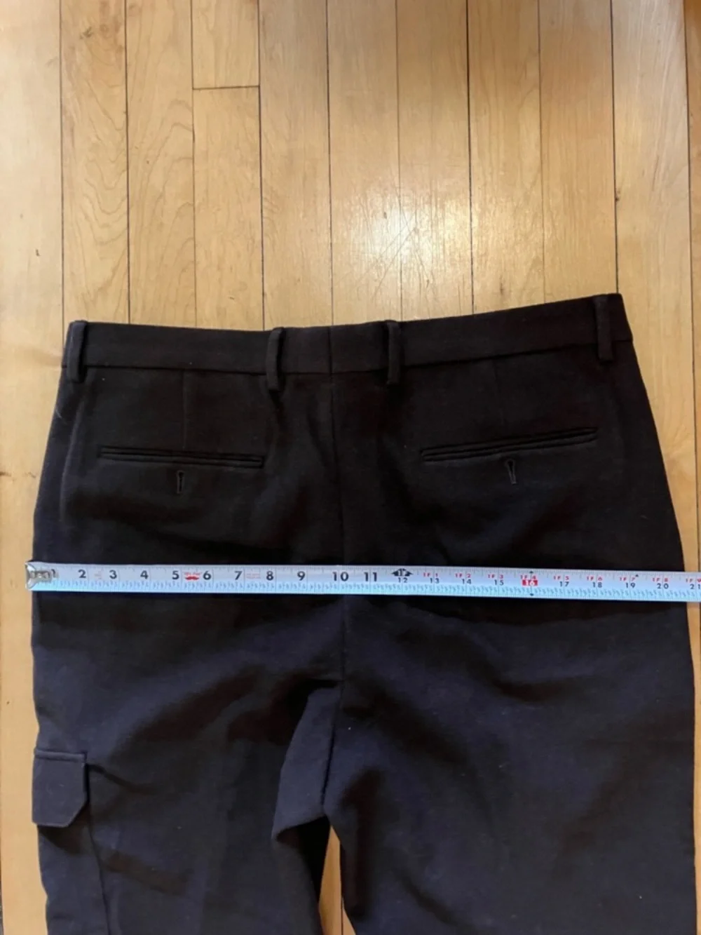 Express Menswear Dark Brown Recycled Wool Cargo Pocket Trousers 34x30